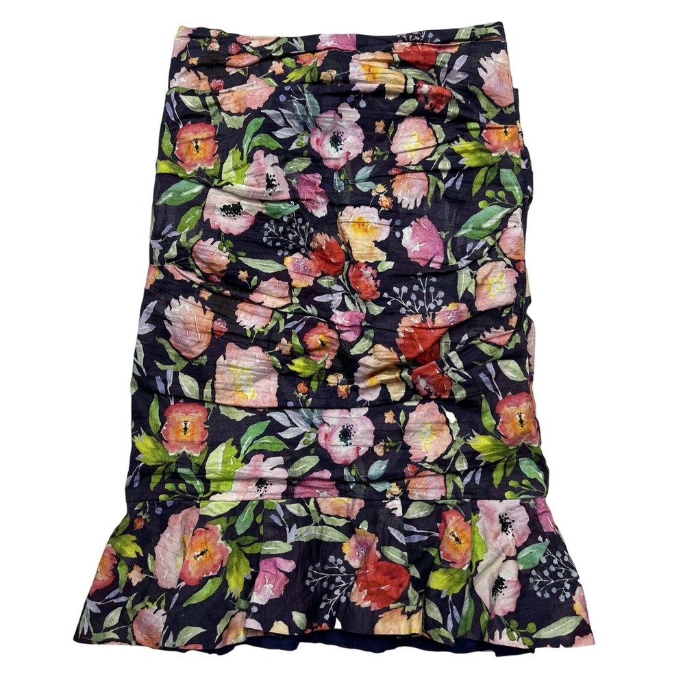 Nicole Miller Collection Skirt Size 2 Floral Ruched Purple Glam Designer